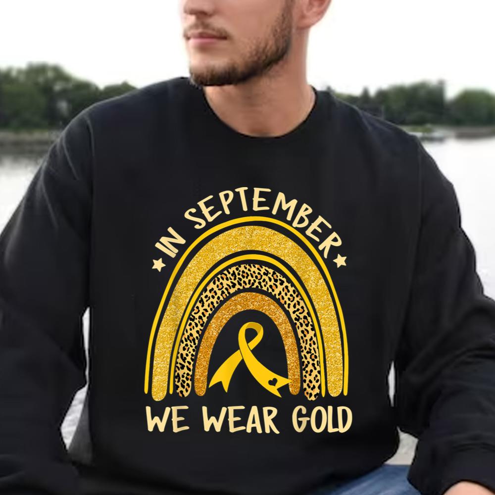 Childhood Cancer Awareness Shirts In September We Wear Gold Childhood Cancer Awareness Rainbow