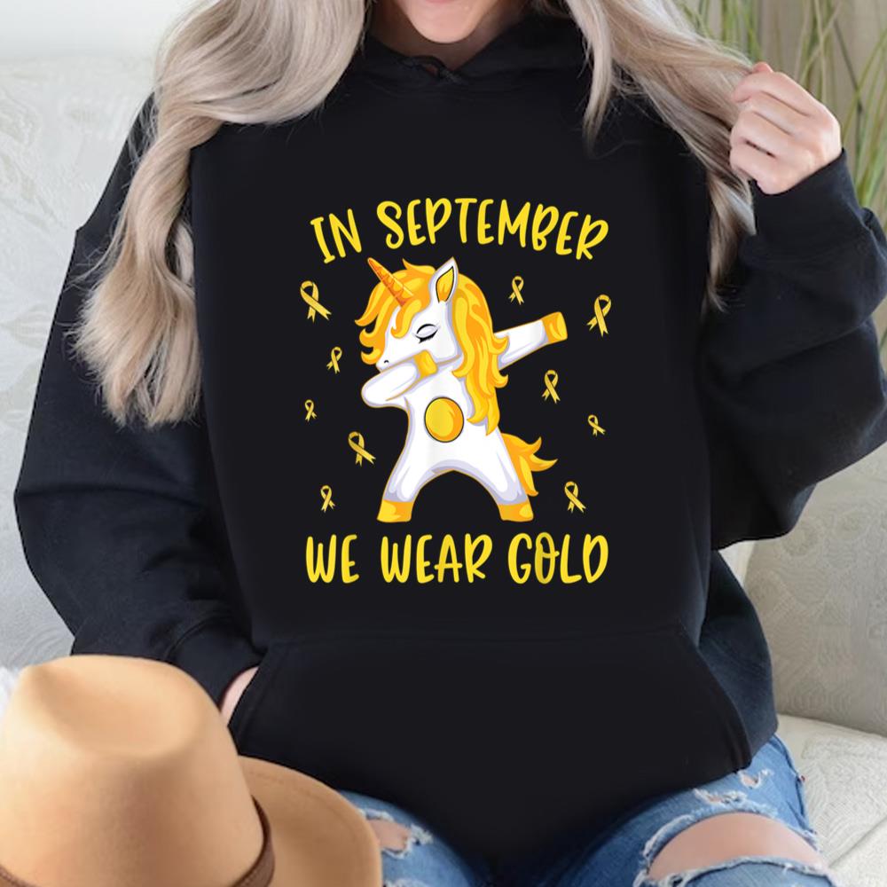 Childhood Cancer Awareness Shirts In September We Wear Gold Unicorn