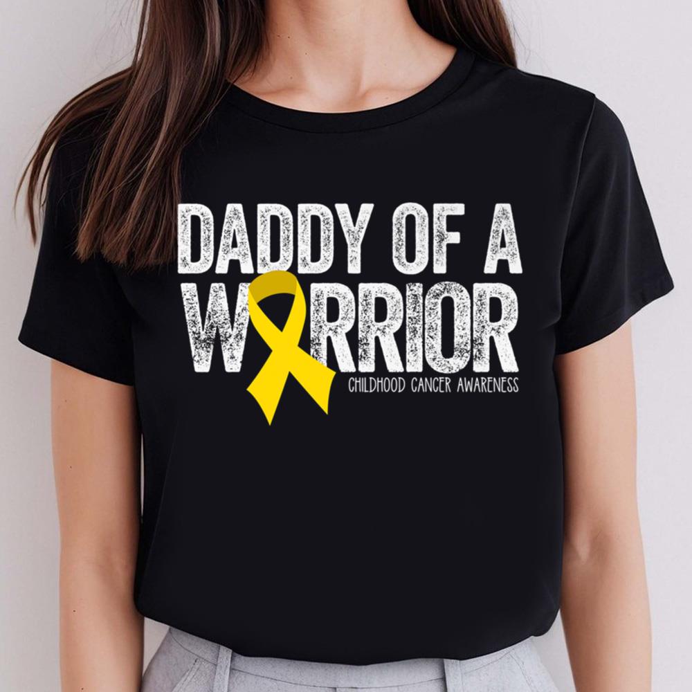 Childhood Cancer Awareness Shirts Mens Daddy of a Warrior Dad Ribbon