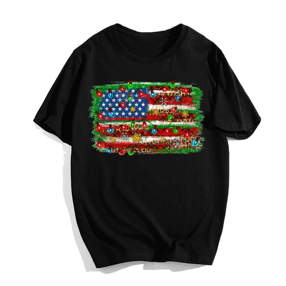 Christmas American Flag Xmas T-Shirt