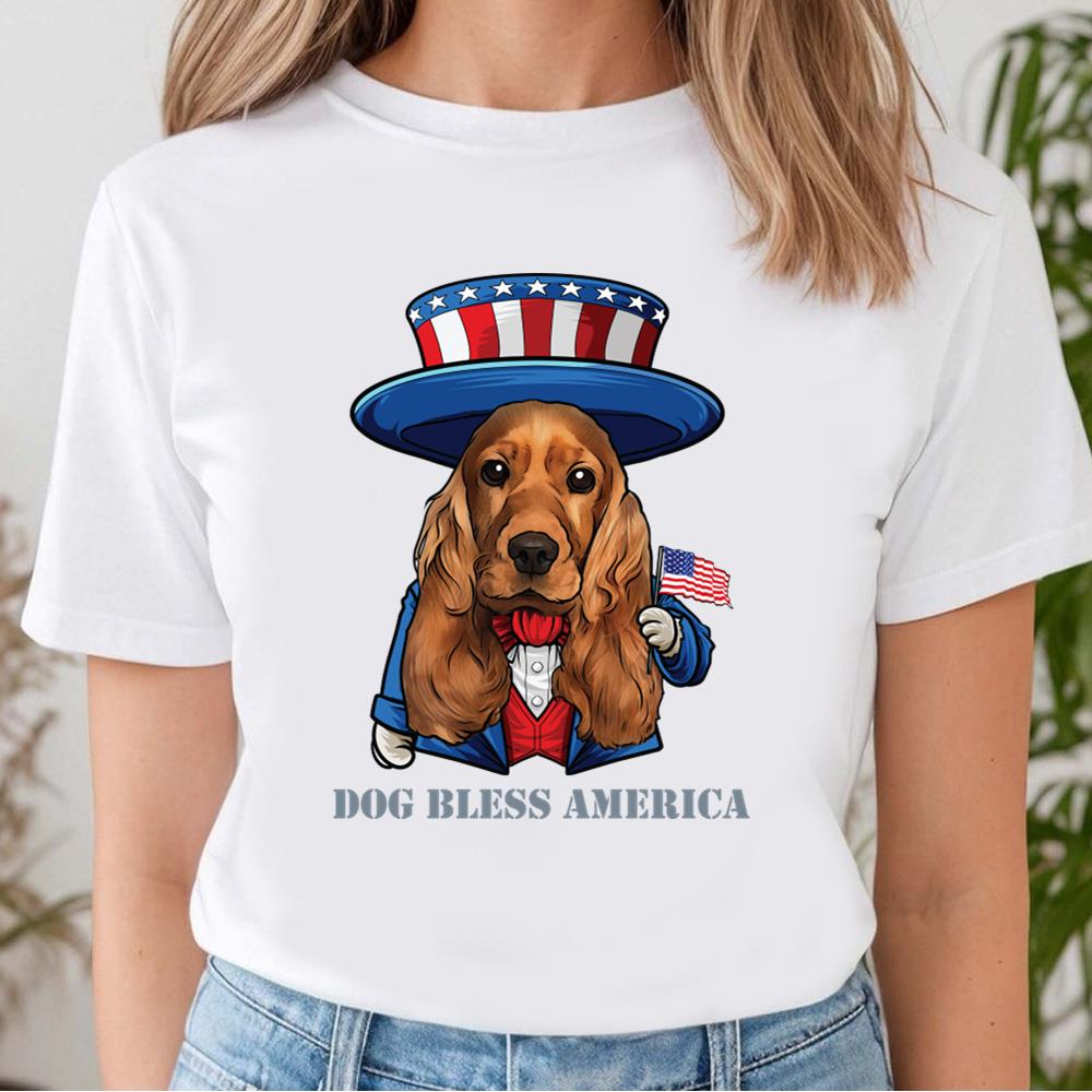Cocker Spaniel Dog Bless America T-Shirt
