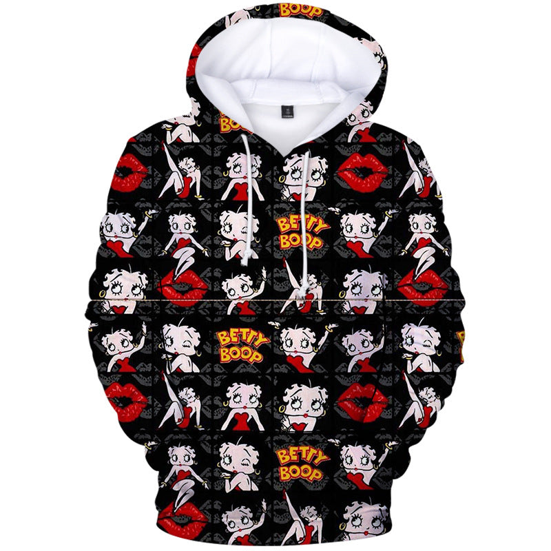 Fashion 3D Print Betty Boop Hoodie Sweatshirts Pullover