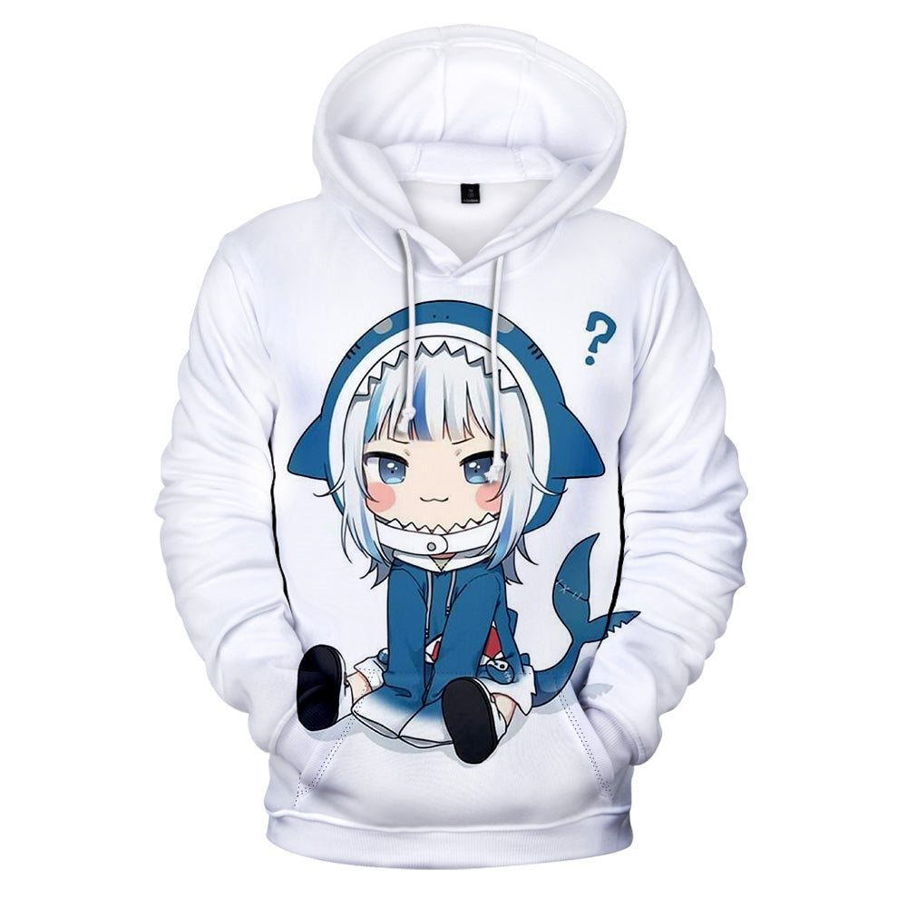 Fashion 3D Printed Gawr Gura Hoodies - Anime Hooded Sweatshirt Pullover