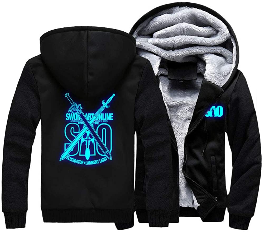 Men's Fleece SAO Thick Hoodies Cosplay Sword Art Online Zip Jacket