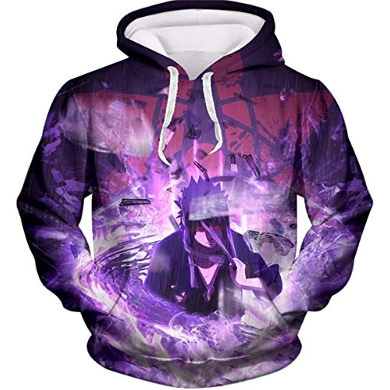 Naruto Anime Hoodies Purple Uchiha Sasuke 3D Print Pullover Hoodie