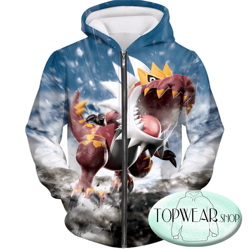 Pokemon Hoodies -  Dragon Fossil Pokemon Tyrantrum Zip Up Hoodie