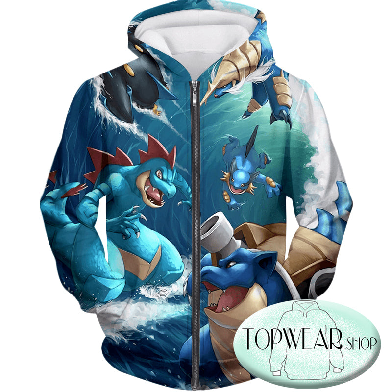 Pokemon Hoodies - All Powerful Water Type Pokemons Zip Up Hoodie