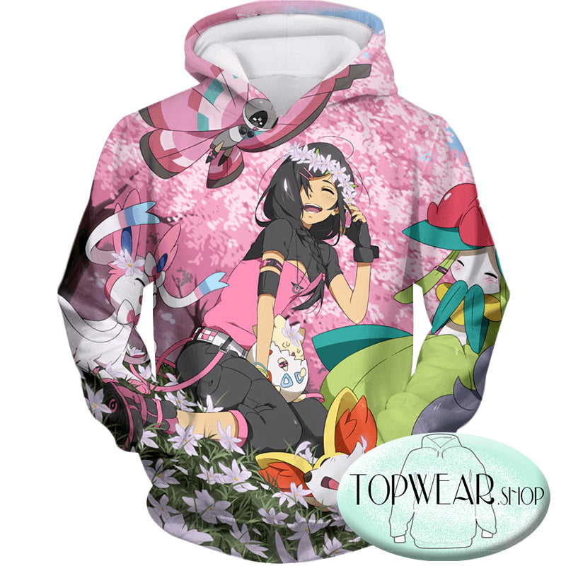 Pokemon Hoodies - Cute Girl with Pokemons Hoodie