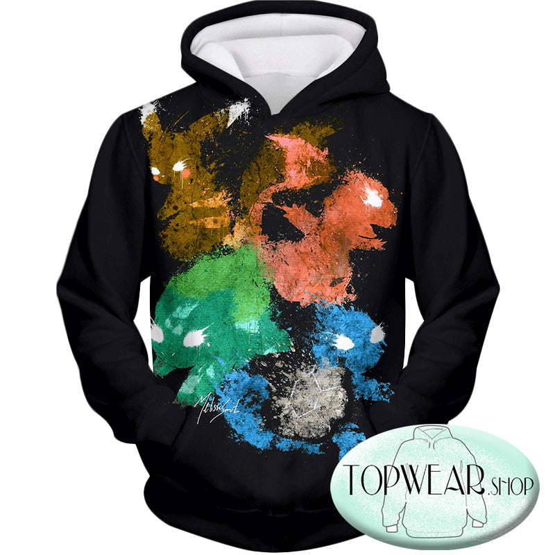 Pokemon Hoodies - First Generation Pokemons Spray Print Hoodie