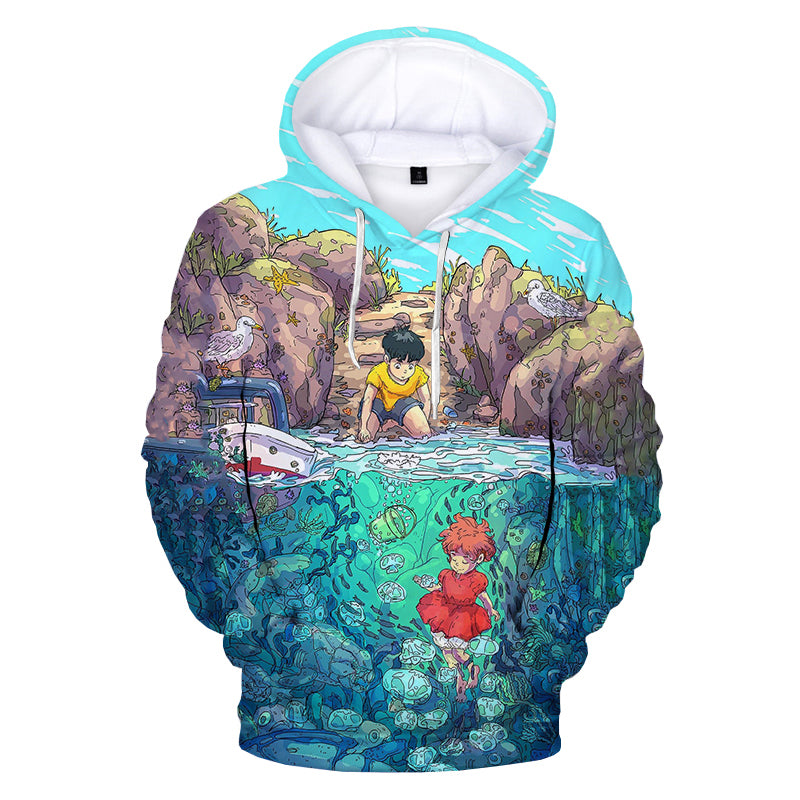 Ponyo on the Cliff Hoodie - Anime 3D Printed Hooded Sweatshirts