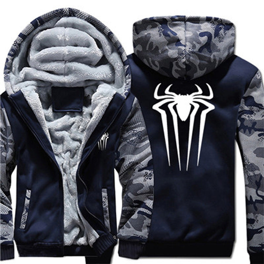 Spider-Man Jackets - Solid Color Spider Man Movie Series One Piece Logo Sign Icon Fleece Jacket