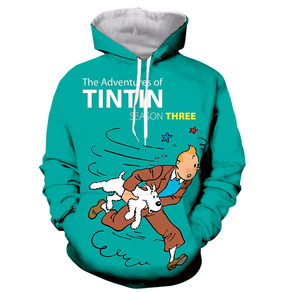Tintin 3D Printed Pullovers Sweatshirts Hoodies