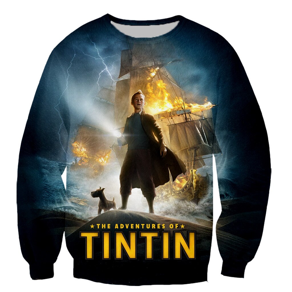 Tintin Fashion Long Sleeves 3D Print Sweatshirts