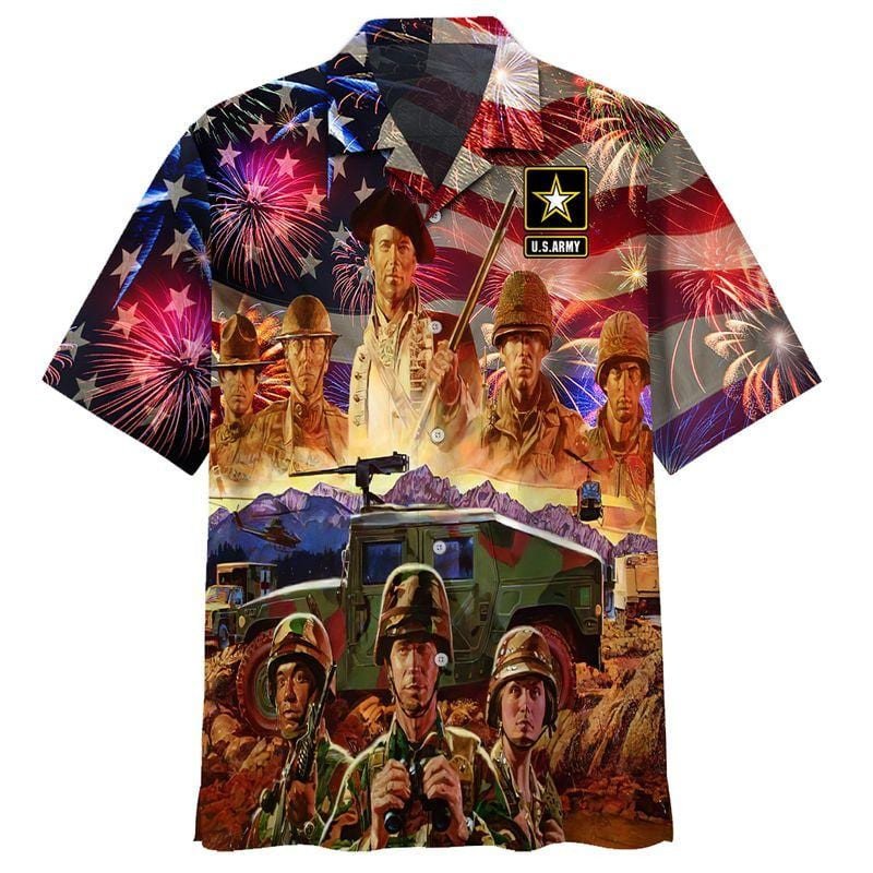 Amazing Independence Day Us Army Veteran Firework Veteran Hawaiian Shirt