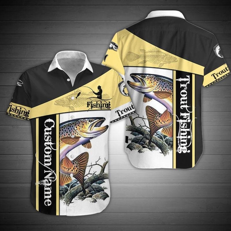 Trout Fishing Custom Name Aloha Hawaiian Shirts 1 Kv