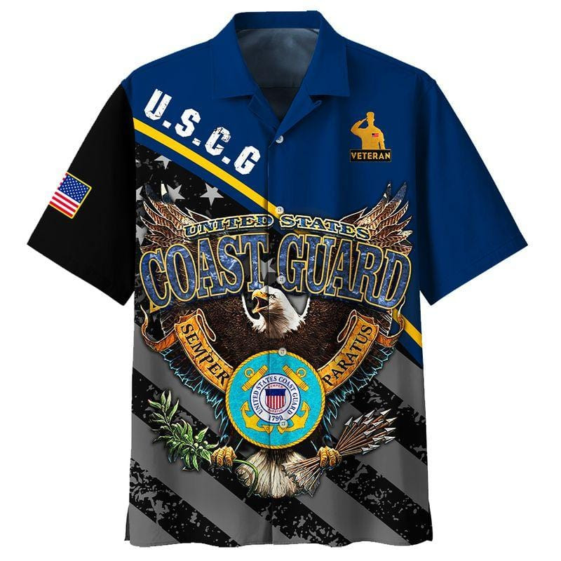 Us Army Veteran Coast Guard Semper Paratus Hawaiian Aloha Shirts Kv