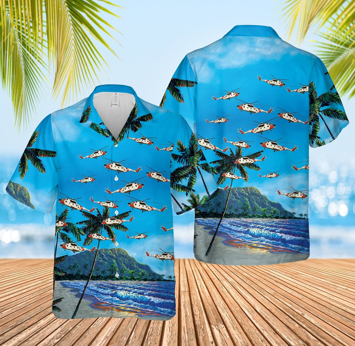 Us Coast Guard H-3 Helicopter Hawaiian Shirts Dh