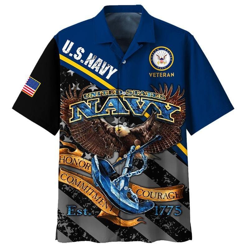 Us Navy Honor Courage And Commitment Hawaiian Aloha Shirts Kv