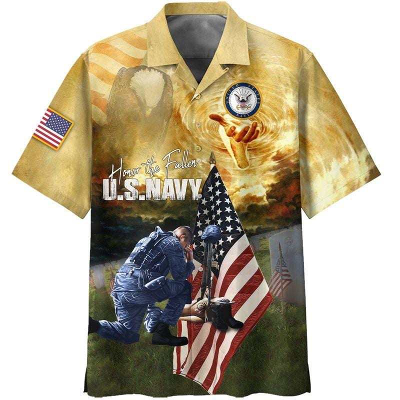 Us Navy Veteran Honor The Fallen Aloha Hawaiian Shirts V