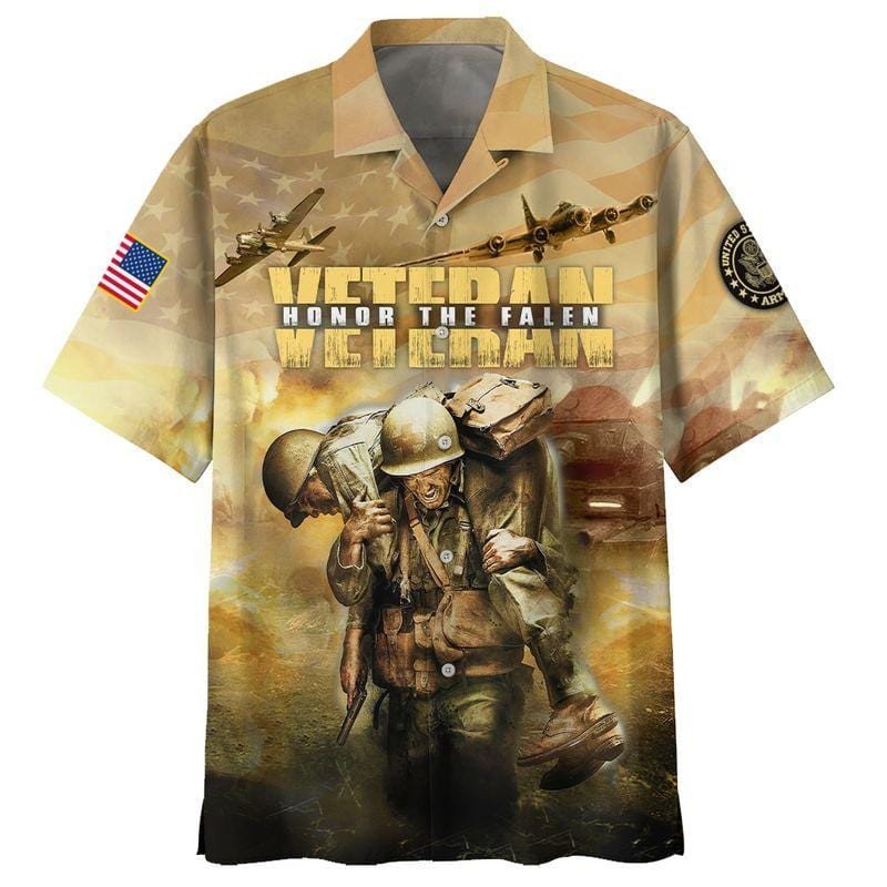 Us Veteran Honor The Fallen Hawaiian Aloha Shirts Kv