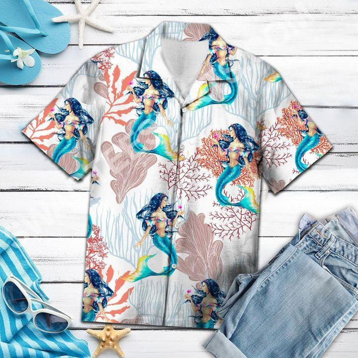 Vintage Mermaid Hawaiian Aloha Shirts Dh