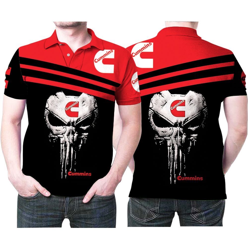 Cummins Logo On Punisher Skull Head Cool 3d Printed Gift For Cummins Fan Polo Shirt All Over Print Shirt 3d T-shirt