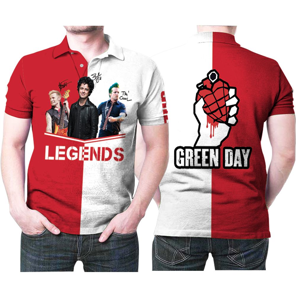 Green Day Grenade Logo Band Legends Signed 3d Printed Gift For Green Day Fan Polo Shirt All Over Print Shirt 3d T-shirt
