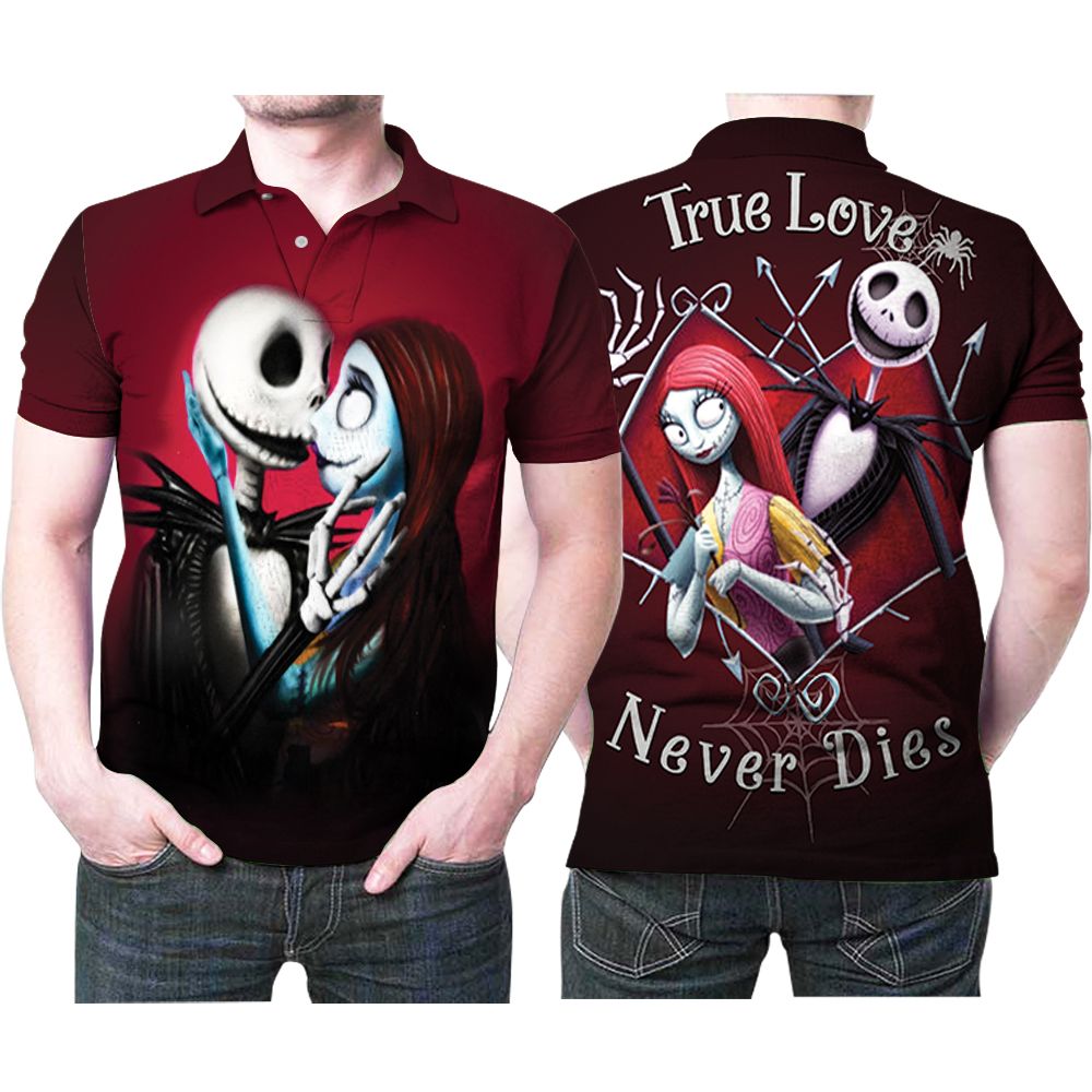 Halloween Jack Skellington Sally True Love Never Dies Nightmare Before Christmas Horror 3d Printed Gift For Jack Skellington Fan Polo Shirt