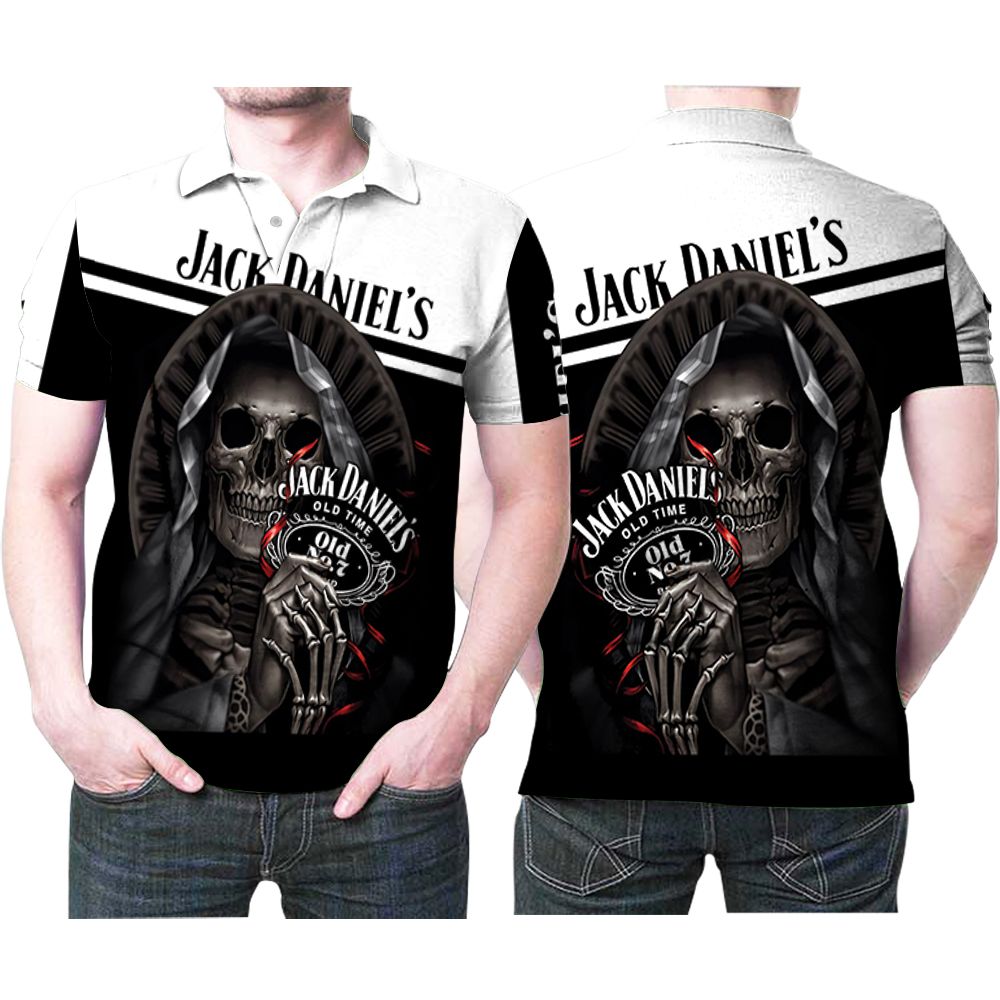Jack Daniels Whiskey Nun Skeleton 3d Printed Gift For Jack Daniels Lovers Polo Shirt All Over Print Shirt 3d T-shirt