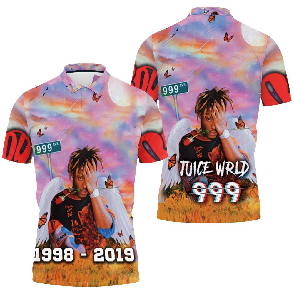 Juice Wrld 999 Ave Butterfly On Juice World Paradise Polo Shirt All Over Print Shirt 3d T-shirt Juice Wrld 999 Ave Butterfly On Juice World Paradise Polo Shirt All Over Print Shirt 3d T-shirt