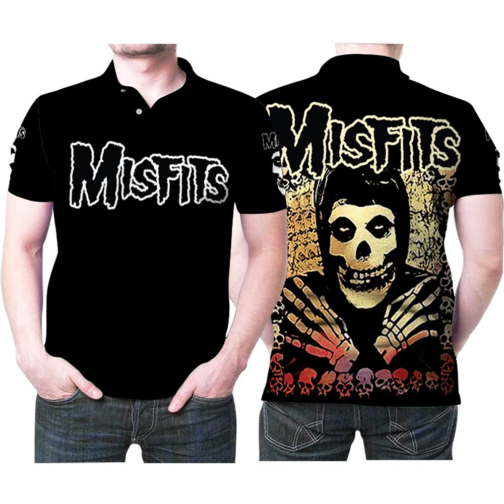 Misfits American Punk Rock Music Band Logo Group Skeleton 3d Designed Allover Gift For Misfits Fans Polo Shirt All Over Print Shirt 3d T-shirt