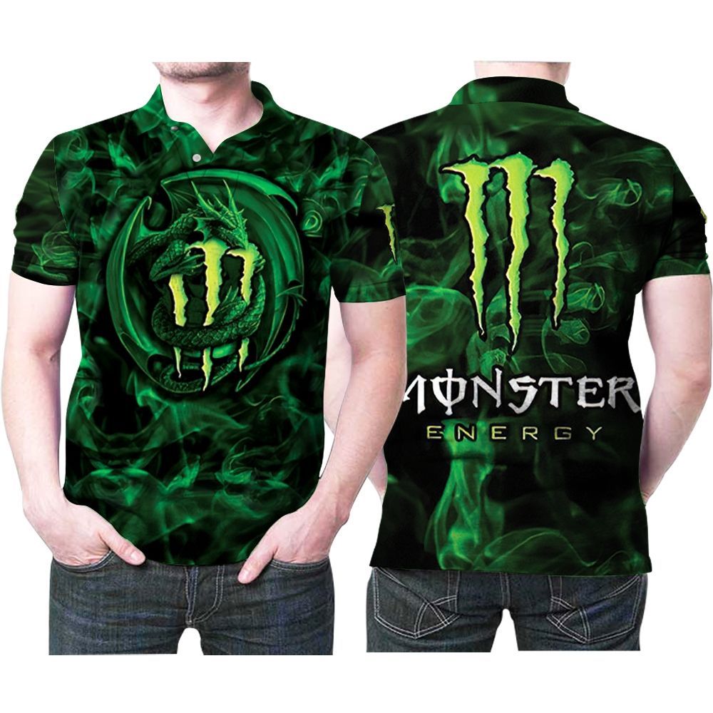 Monster Energy Dragon Bat Green 3d Full Print Polo Shirt All Over Print Shirt 3d T-shirt - Beeteeshop