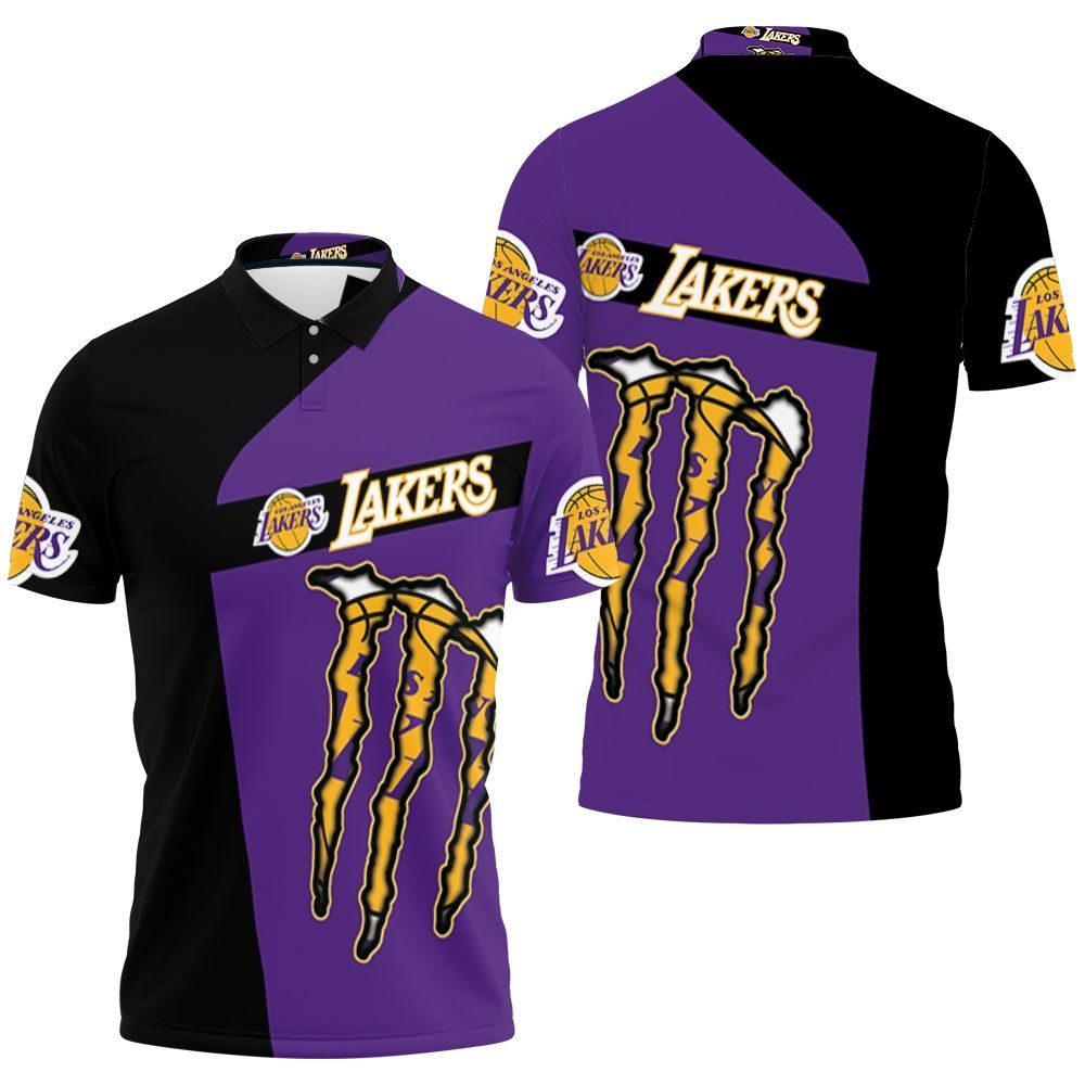 Monster Energy Los Angeles Lakers Polo Shirt All Over Print Shirt 3d T-shirt