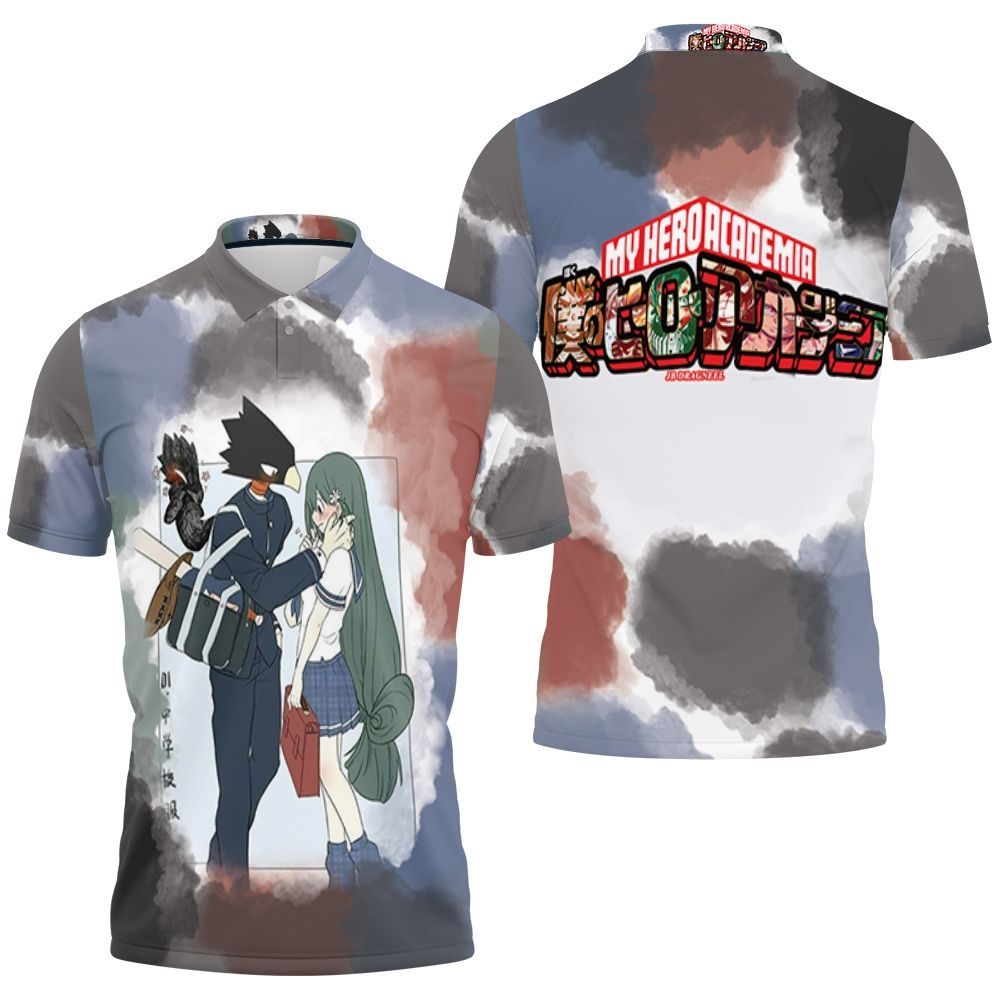 My Hero Academia Fumikage Tokoyami Love Tsuyu Asui Cute Couple Polo Shirt All Over Print Shirt 3d T-shirt