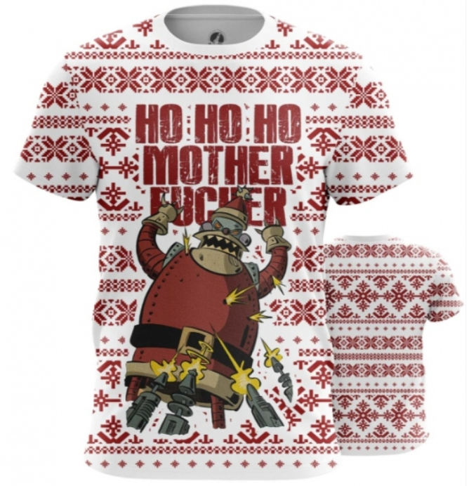 Scary Santa Futurama christmas pattern 3D shirt