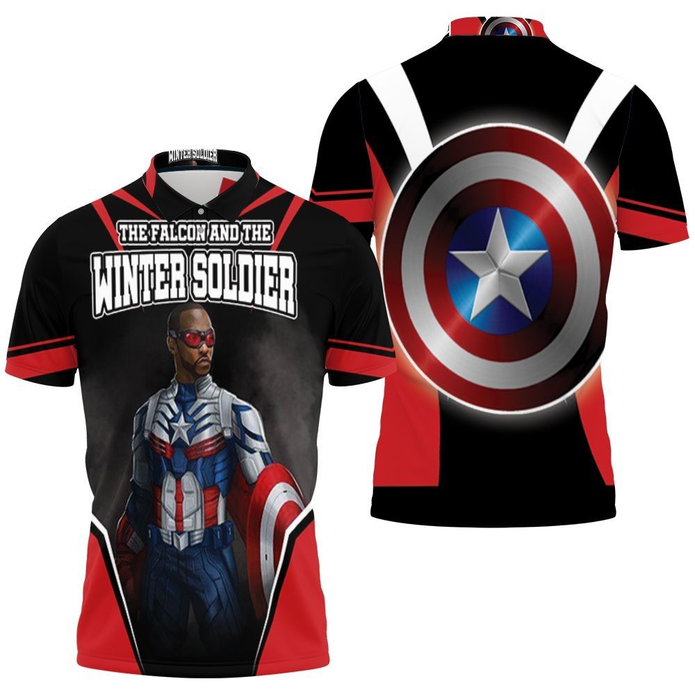 The Falcon New Captain America Wielding Shield Polo Shirt All Over Print Shirt 3d T-shirt