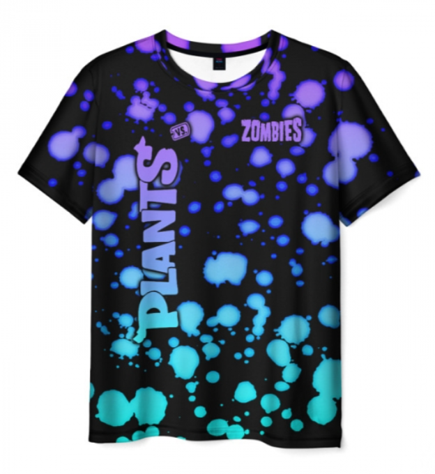 gradient black Plants vs Zombies print 3D T-shirt