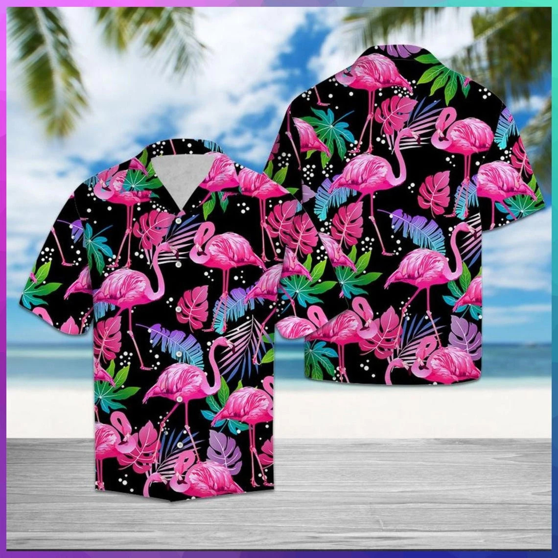 Flamingo Leaf Summer Hawaiian Shirt  Unisex  Adult  Hw5185
