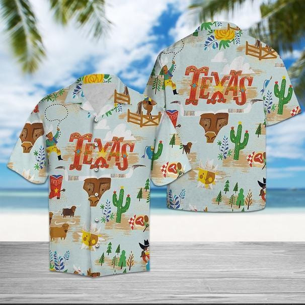 Amazing Cowboy In Texas Hawaiian Aloha Shirt H