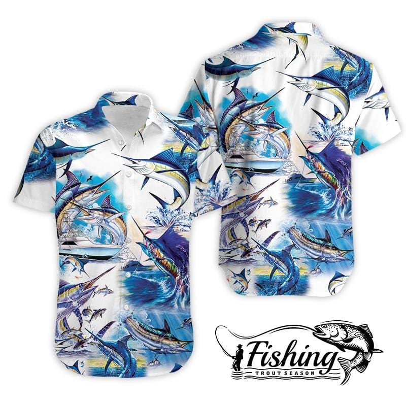Amazing Marlin Fish Unisex Hawaiian Aloha Shirts 24521Dh