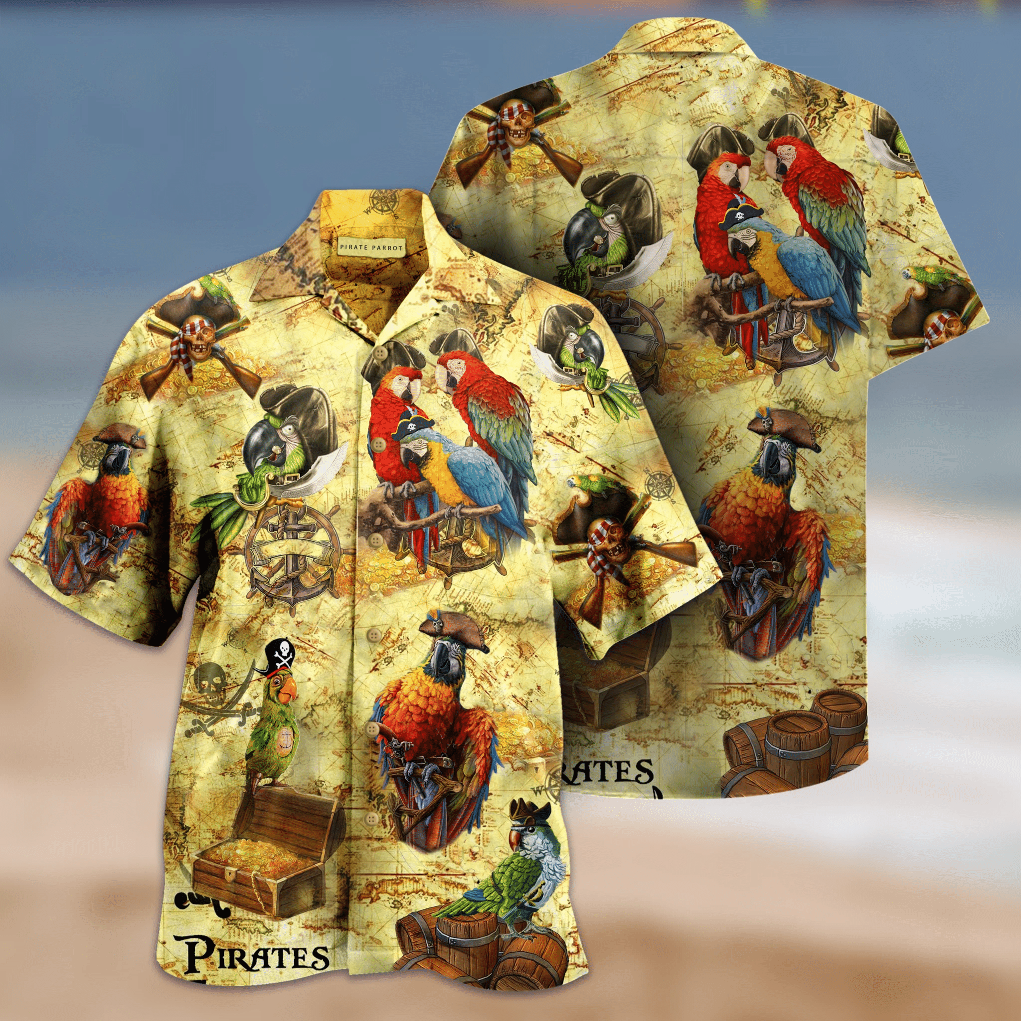 Amazing Pirate Parrots Hawaiian Shirt  Unisex  Adult  Hw1700