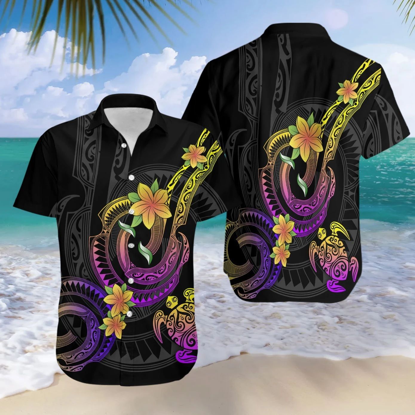 Amazing Polynesian Frangipani Flower Hawaiian Shirt  Unisex  Adult  Hw5430