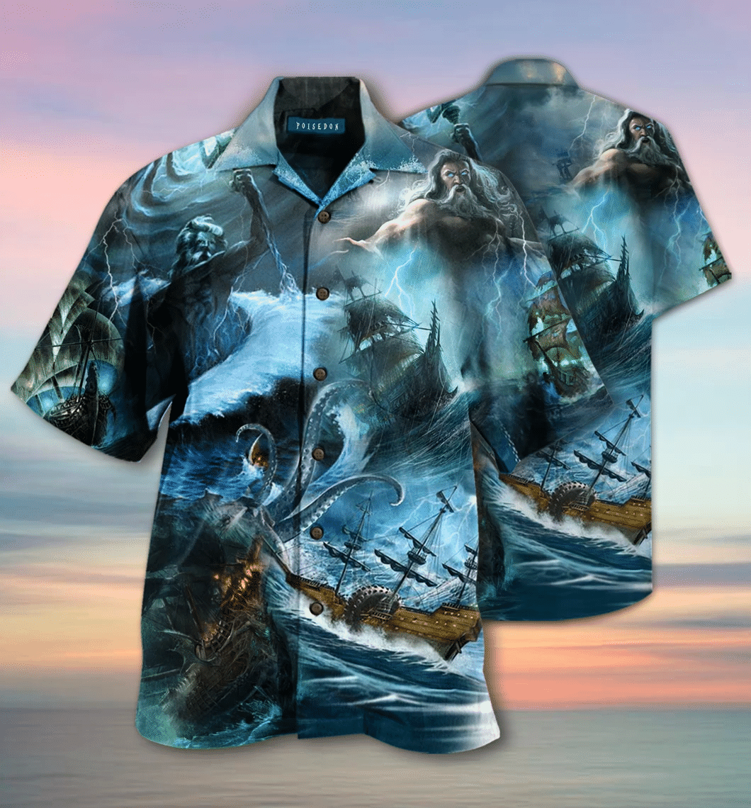 Amazing Poseidon Greek Mythology Hawaiian Shirt  Unisex  Adult Hw1701