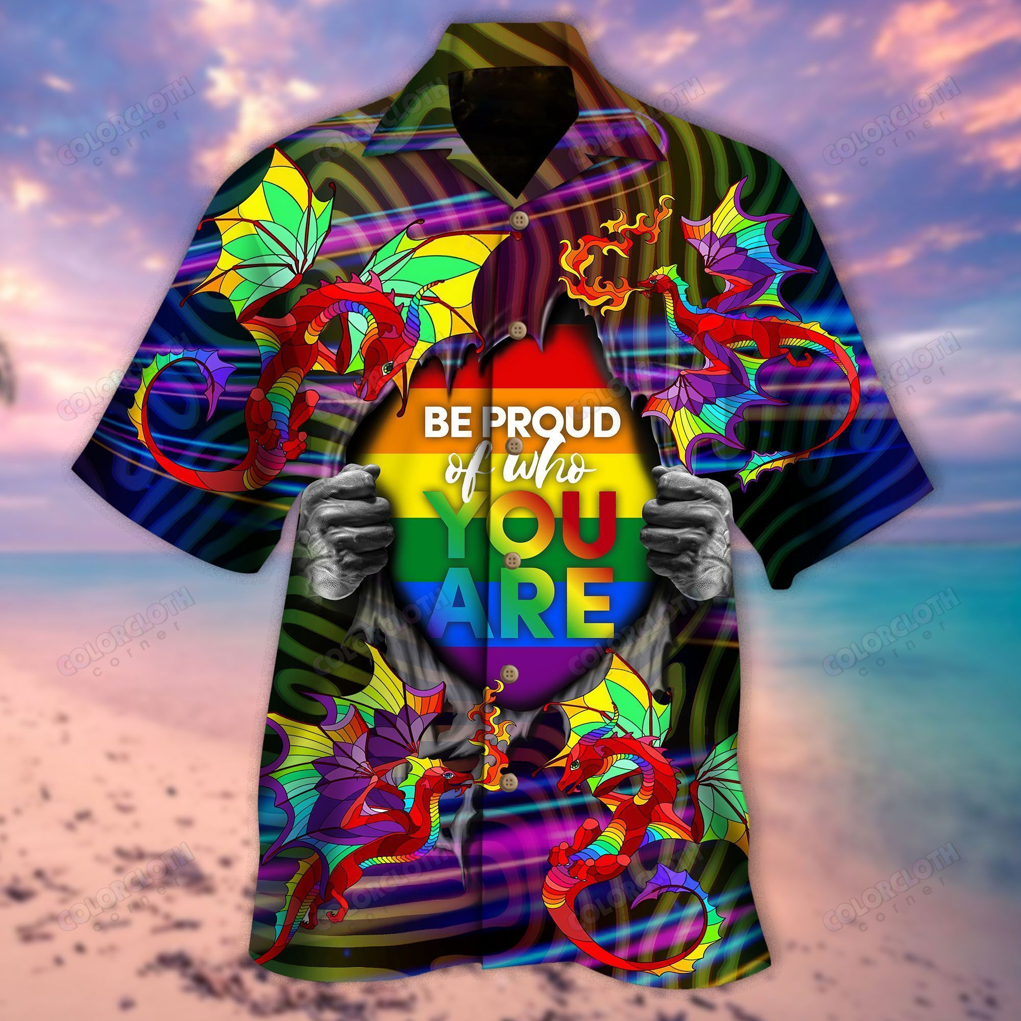 Amazing Rainbow Dragon Lgbt Unisex Hawaiian Shirt Ty007065-Re