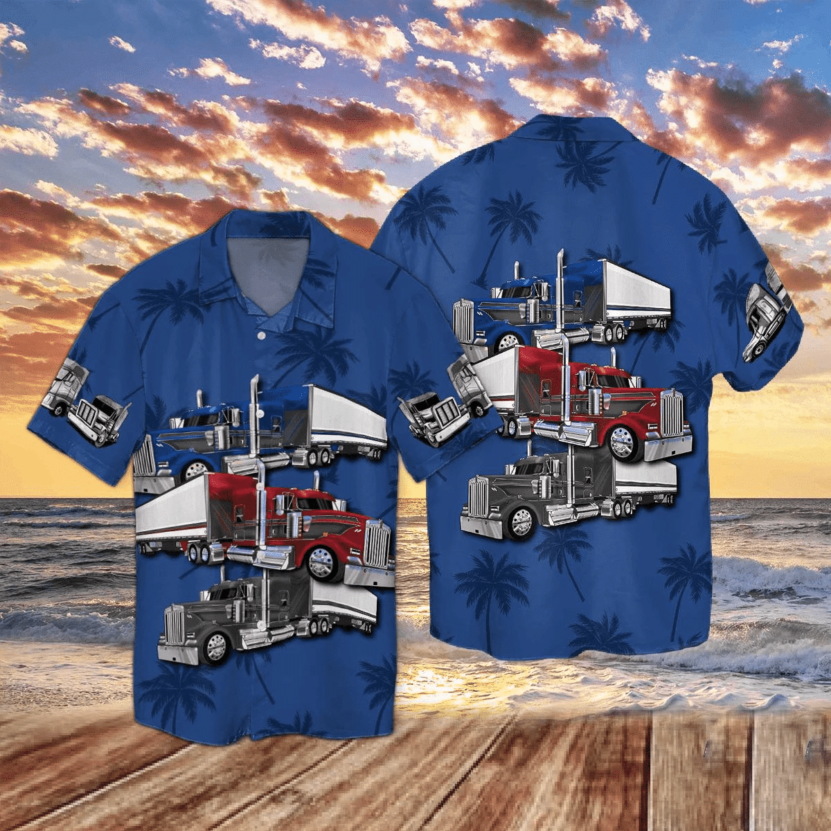 Amazing Truck Navy Pattern Hawaiian Shirts Dh