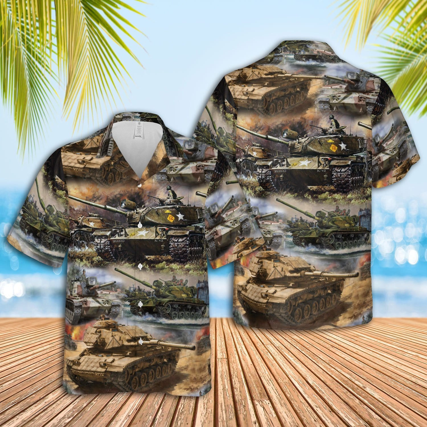 Amazing Us Army M60A1 Tank Unisex Hawaiian Shirts - Beach Shorts 250621H