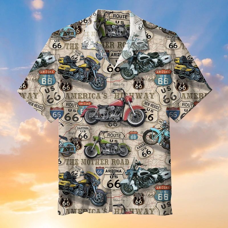 Amazing Vintage Motorcycles On Route Hawaiian Shirt Unisex Adult Hw5797