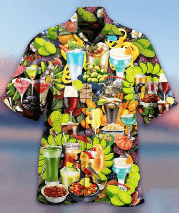 Awesome Party Cocktail Food And Juice Hawaiian Shirts Dh