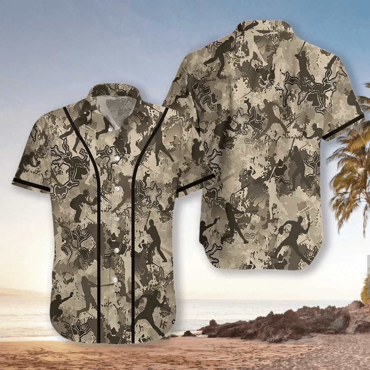 Baseball Camo Hawaiian Aloha Shirts V