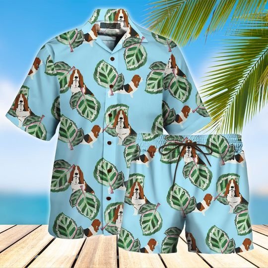 Basset Hound Hawaiian Shirt Set  Unisex  Hs1065